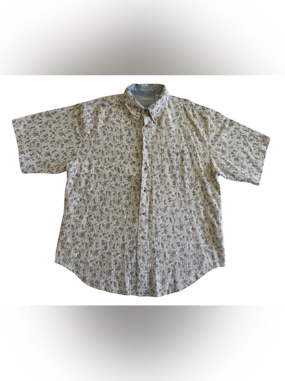 Bugle Boy Vintage 90s Paisley‎ Button Up Shirt XL Mens Ramie Cotton Short Sleeve